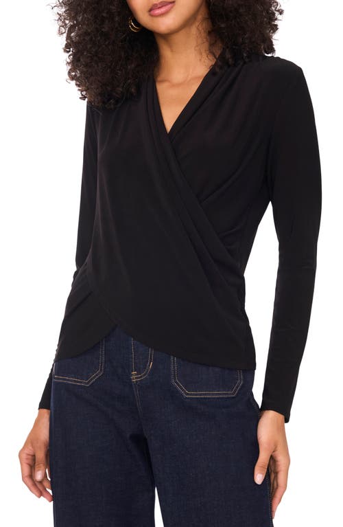 Vince Camuto Long Sleeve Wrap Top In Black