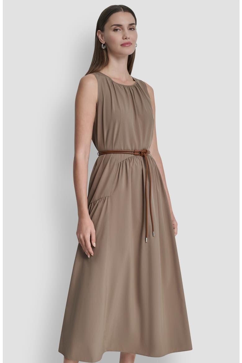 Sleeveless Belted Drop Waist Maxi Dress, Alternate, color, CAPPUCINO