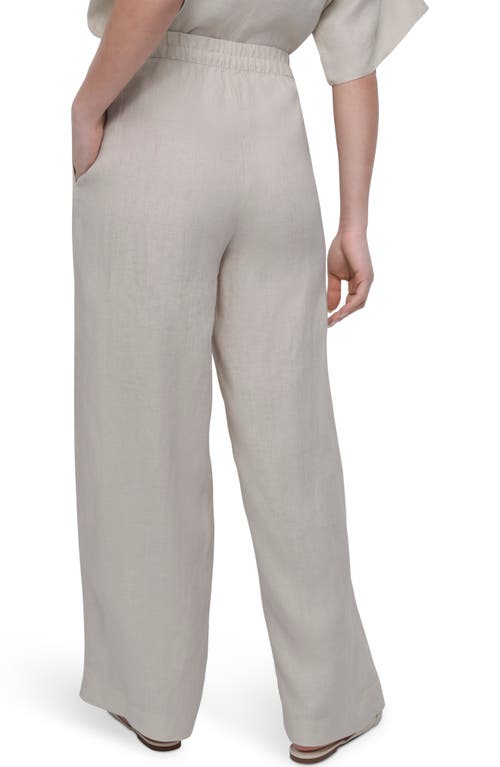 Dkny Wide Leg Linen Pants In Natural