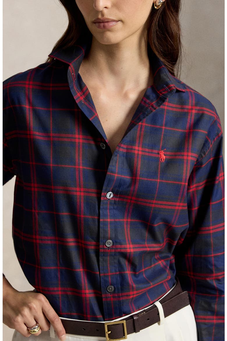 Plaid Cotton Twill Button-Up Shirt, Alternate, color, 2073 RYL R