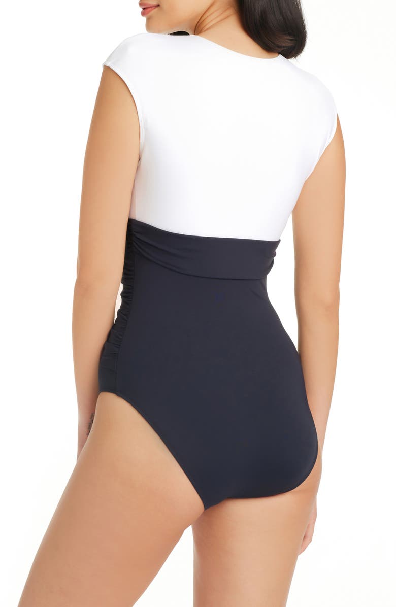 BLEU by Rod Beattie Graphic Measures Cap Sleeve One-Piece Swimsuit, Alternate, color, 