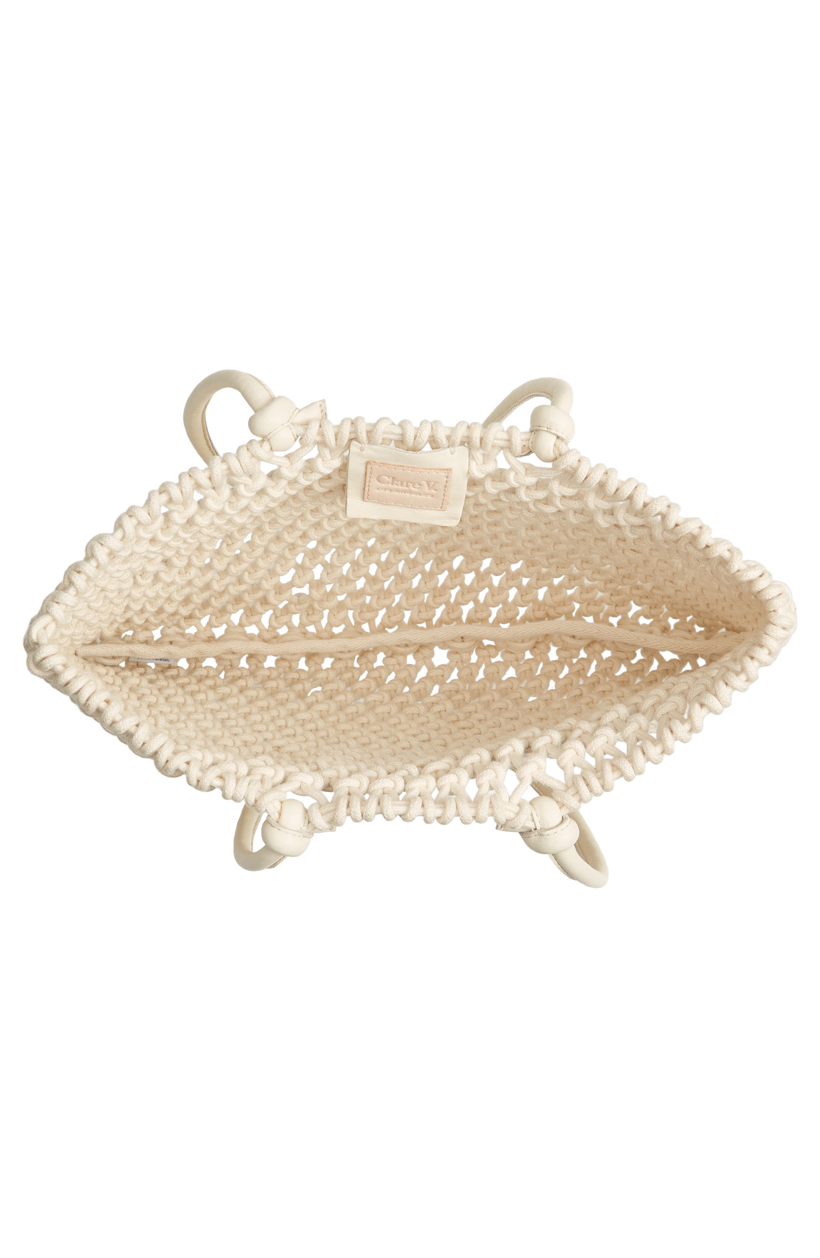Clare V. Sandy Woven Market Tote, Alternate, color, Natural