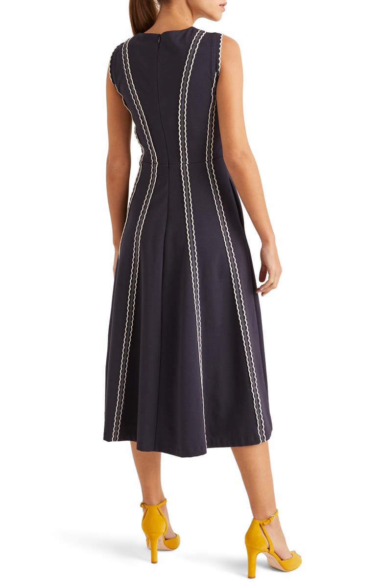 Boden Eve Scallop Stripe Ponte Knit Midi Dress, Alternate, color, 