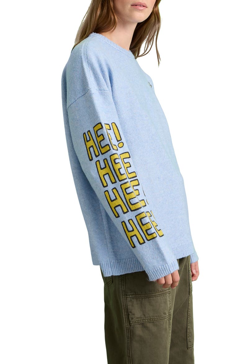 Hee Hee Hee Hee Crewneck Sweater, Alternate, color, BLUE POWDER
