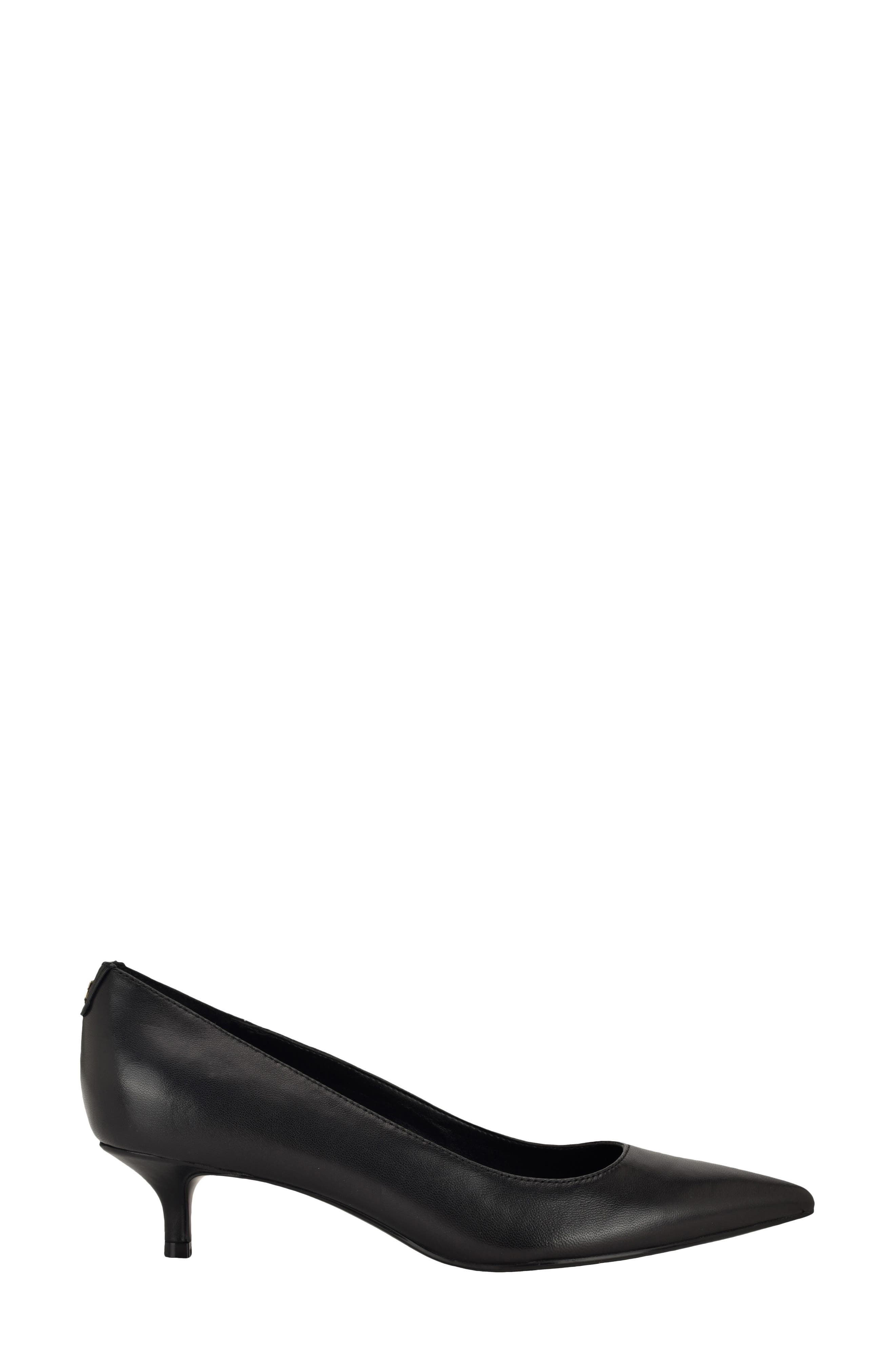 Calvin Klein Roxanna Pointed Toe Kitten Heel Pump, Alternate, color, Black Leather