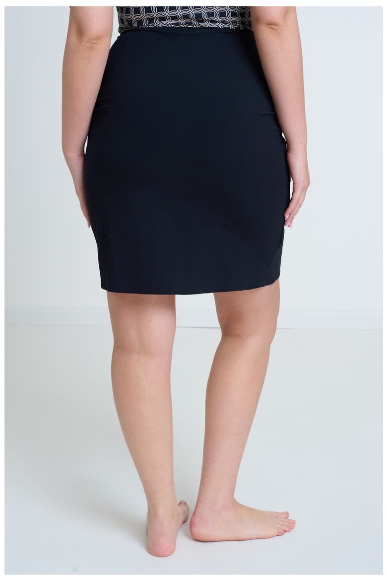 Modest Surplice Skirt with Side Shirring, Alternate, color, Black