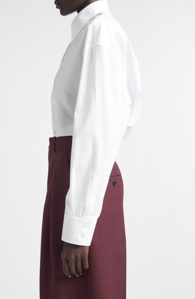 Saint Laurent Cotton Button-Up Shirt, Alternate, color, Craie