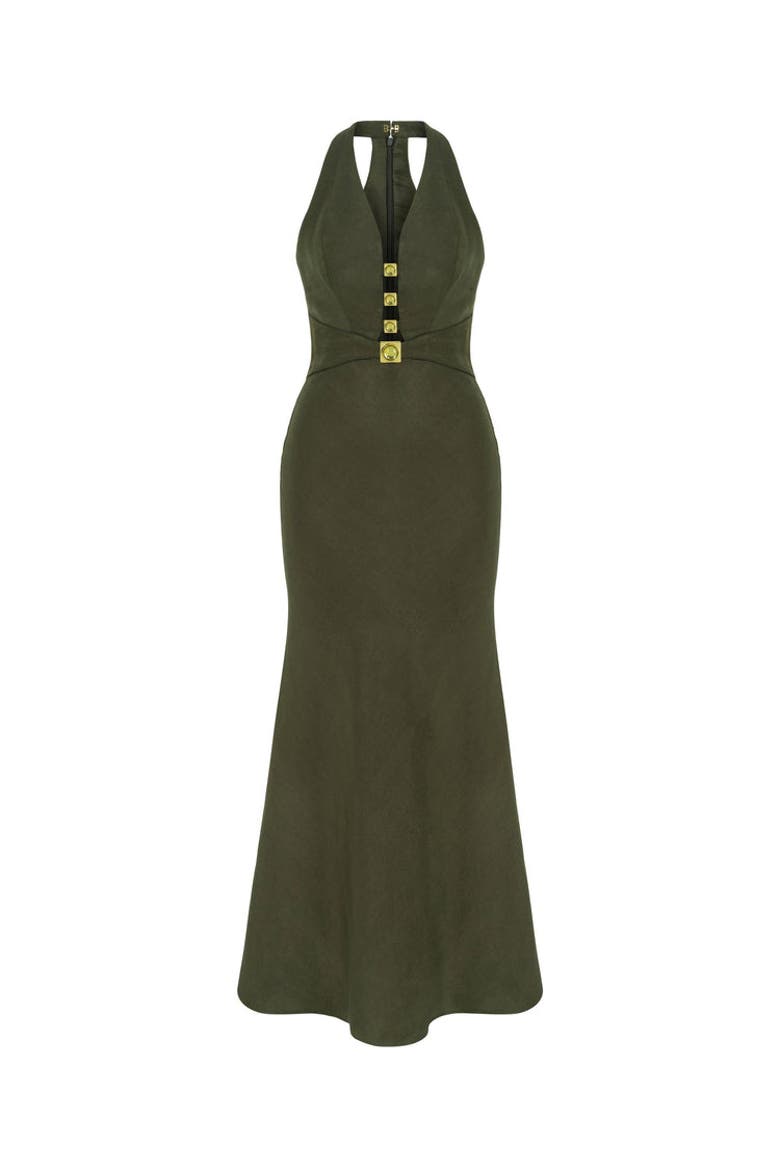 Cut-Out Midi Dress, Alternate, color, Khaki