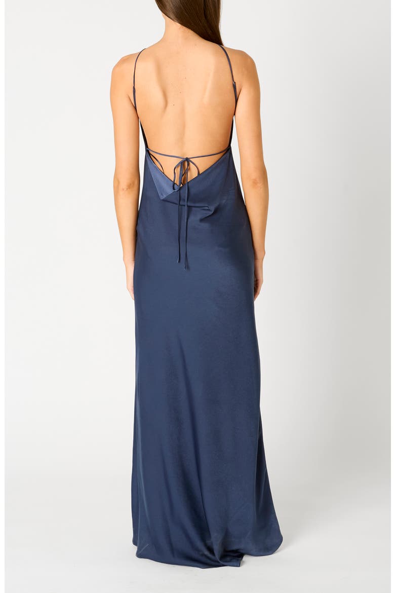 Kelton Cowl Back Satin Gown, Alternate, color, GREY BLUE