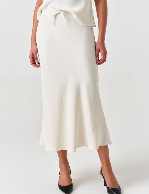 Dahlia Picot Trim Satin Midi Skirt