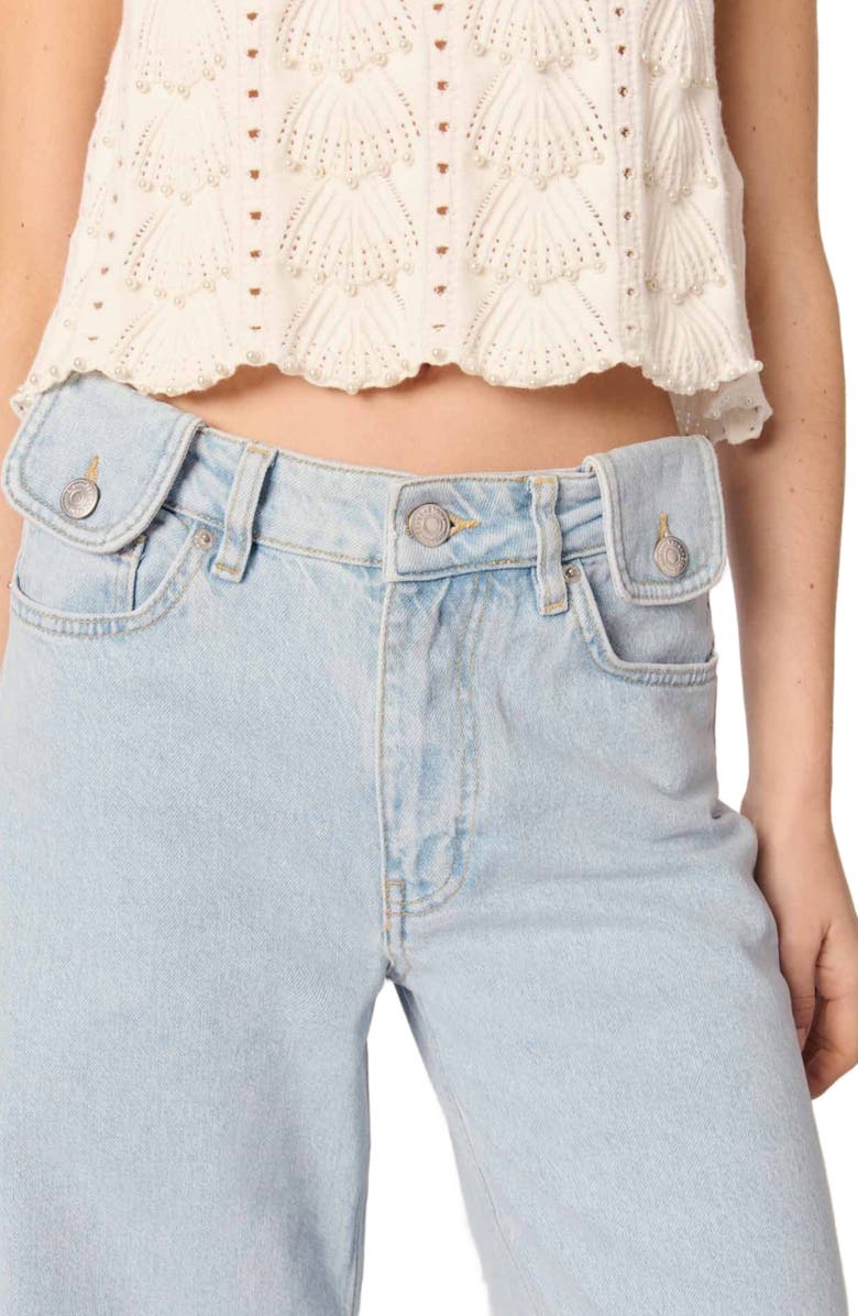 maje Faded wide-leg jeans, Alternate, color, Light Blue