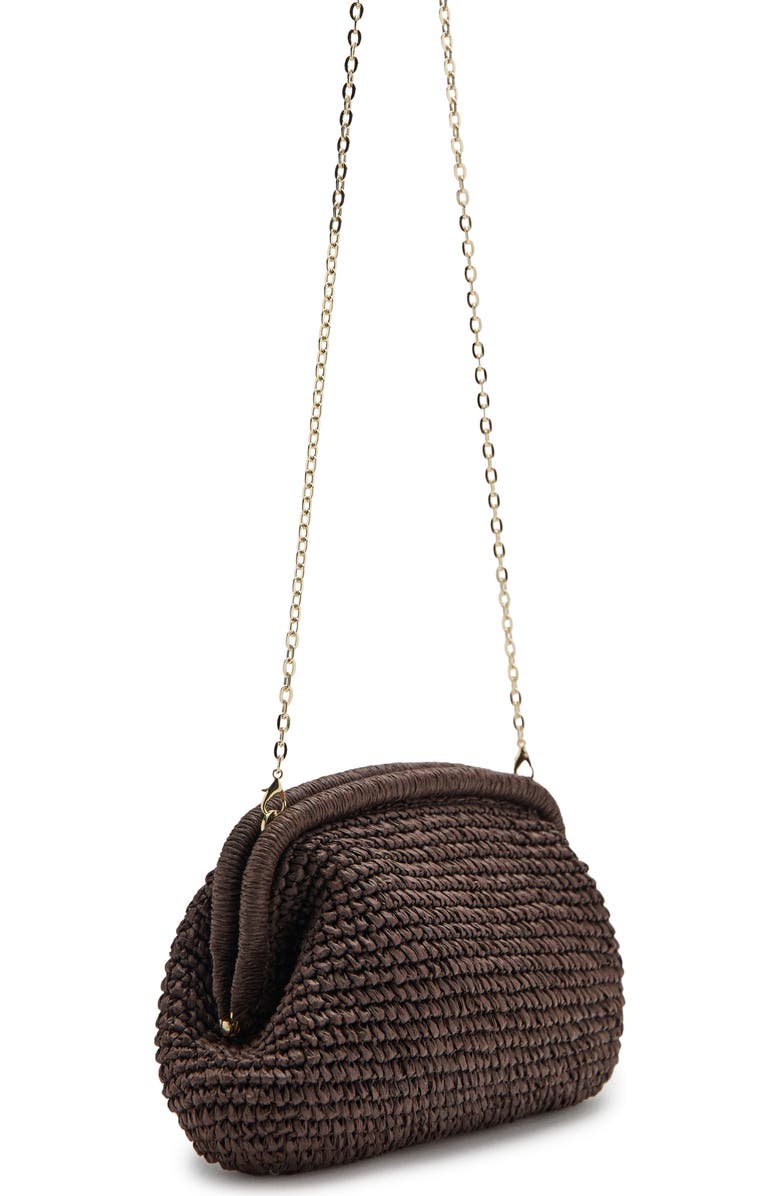 MANGO Natural Fiber Frame Clutch, Alternate, color, Chocolate