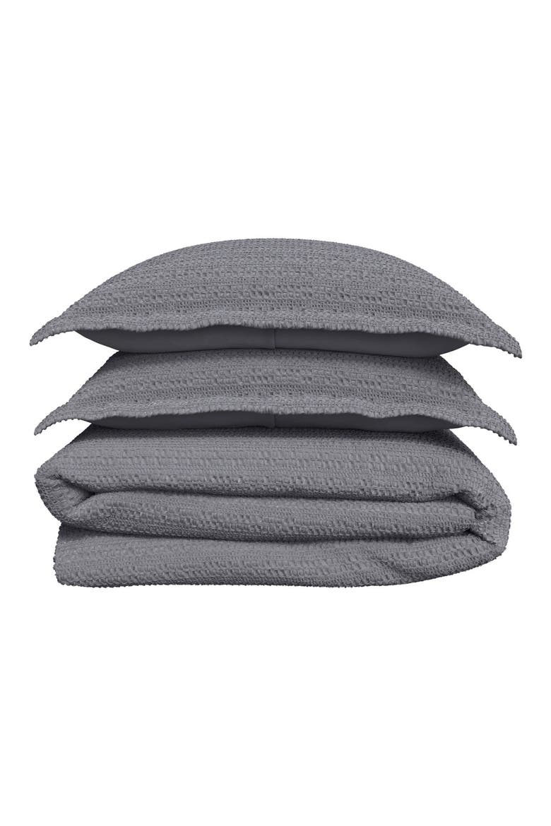 Reversible Honeycomb Waffle Cotton Duvet & Sham Set, Main, color, DENIM BLUE