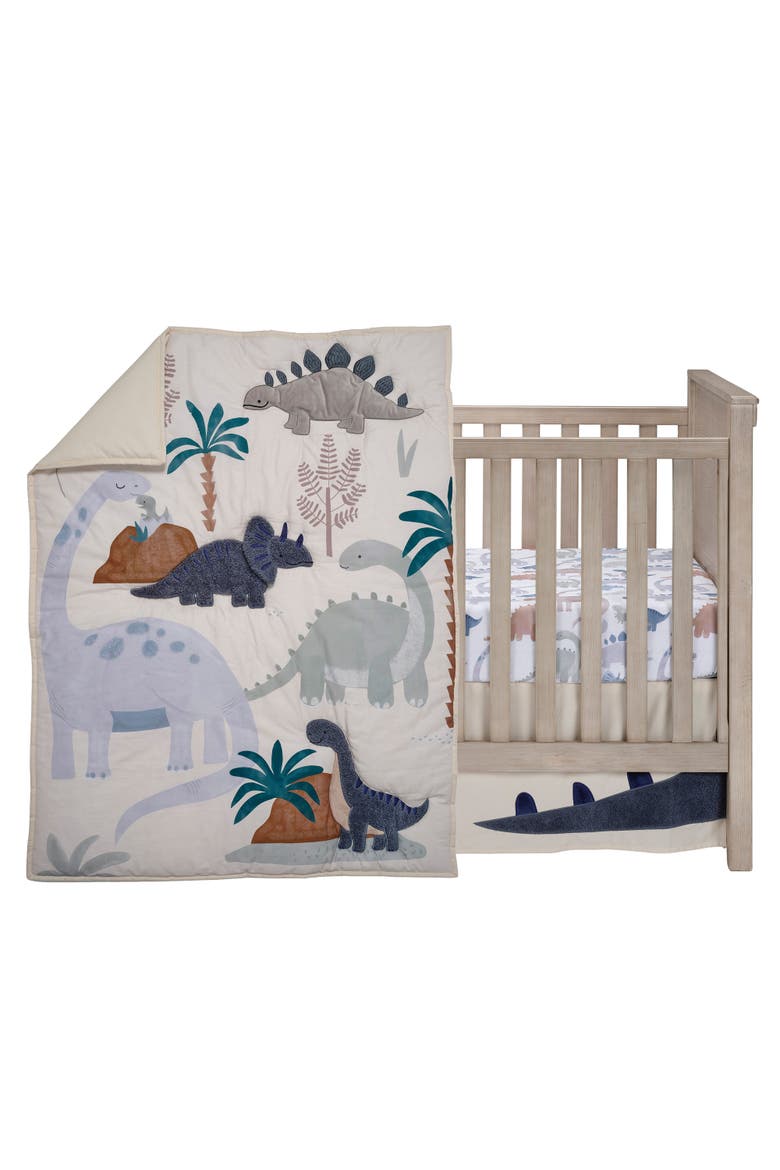 Dino-Might 3-Piece Baby Crib Bedding Set, Main, color, Blue
