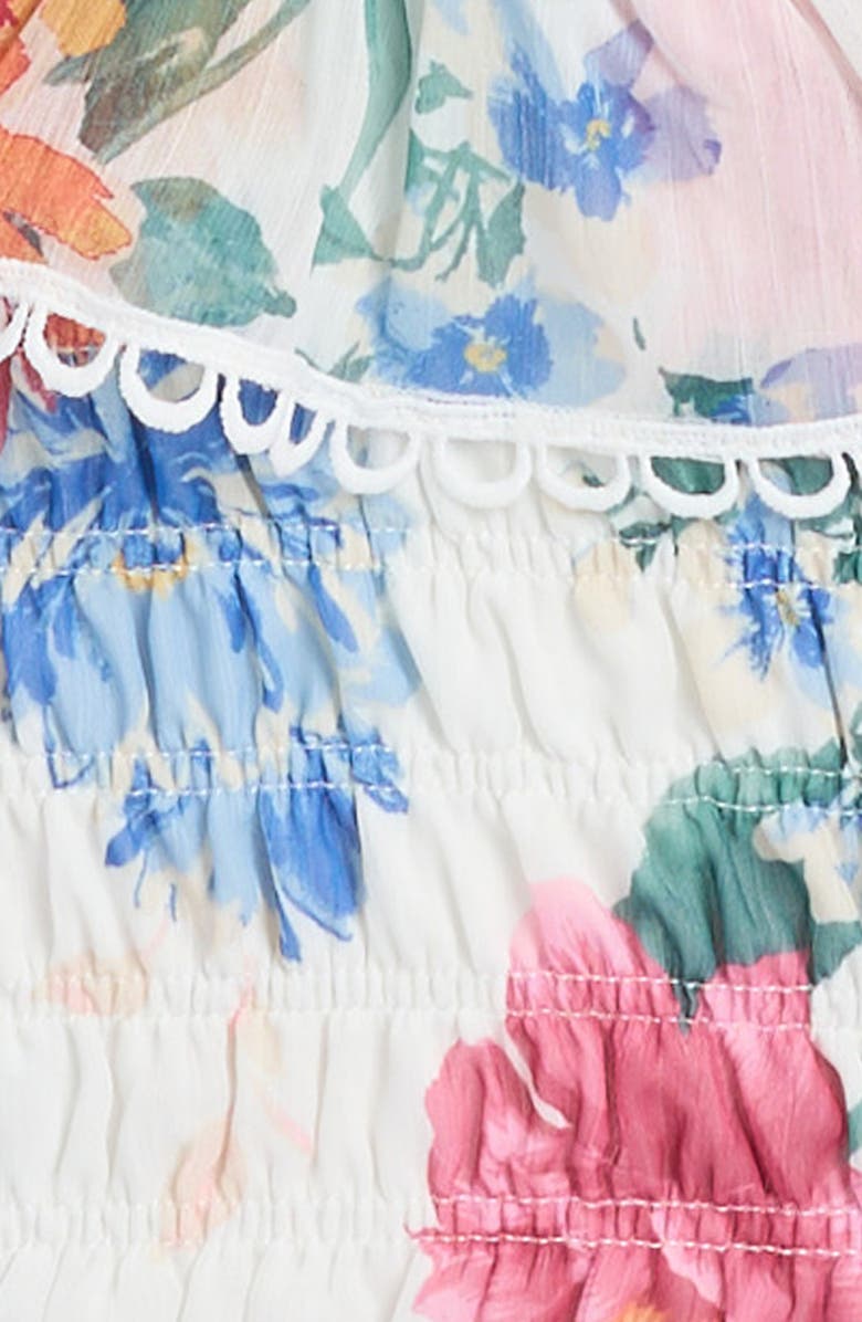 Truly Me Kids' Floral Print Ruffle Top, Alternate, color, White Multi