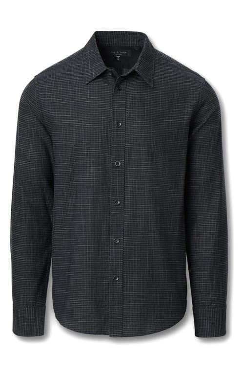 Rag & Bone Tomlin Crosshatch Cotton Button-up Shirt In Gray