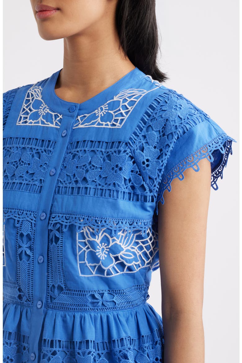 The Ava Eyelet Midi Dress, Alternate, color, SEAPORT BLUE