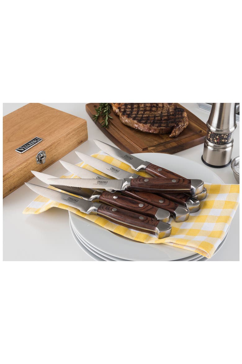 Steakhouse 6-Piece Pakka Wood Steak Knife Set, Alternate, color, RED