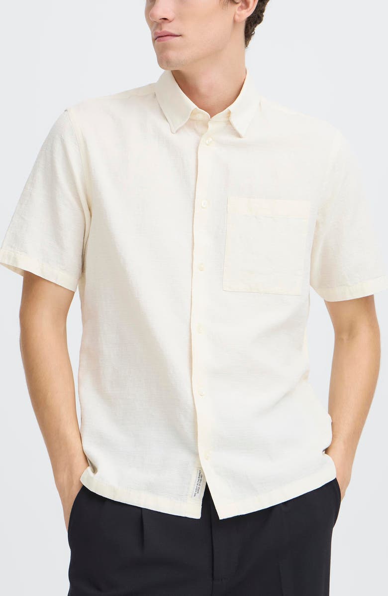 CASUAL FRIDAY Regular Fit Short Sleeve Button-Up Shirt, Main, color, Snow White