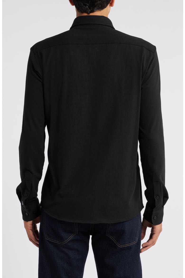 Roan Solid Stretch Cotton Button-Up Shirt, Alternate, color, BLK