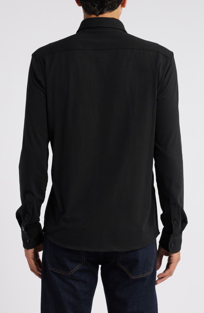 BOSS Roan Solid Stretch Cotton Button-Up Shirt, Alternate, color, Blk