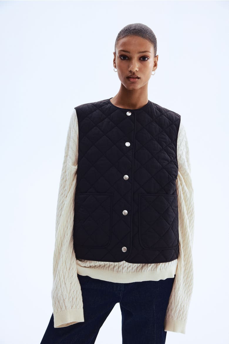 Quilted Gilet, Alternate, color, Black