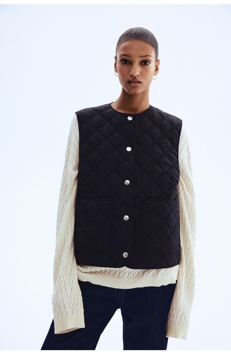 H&M Quilted Gilet, Alternate, color, Black