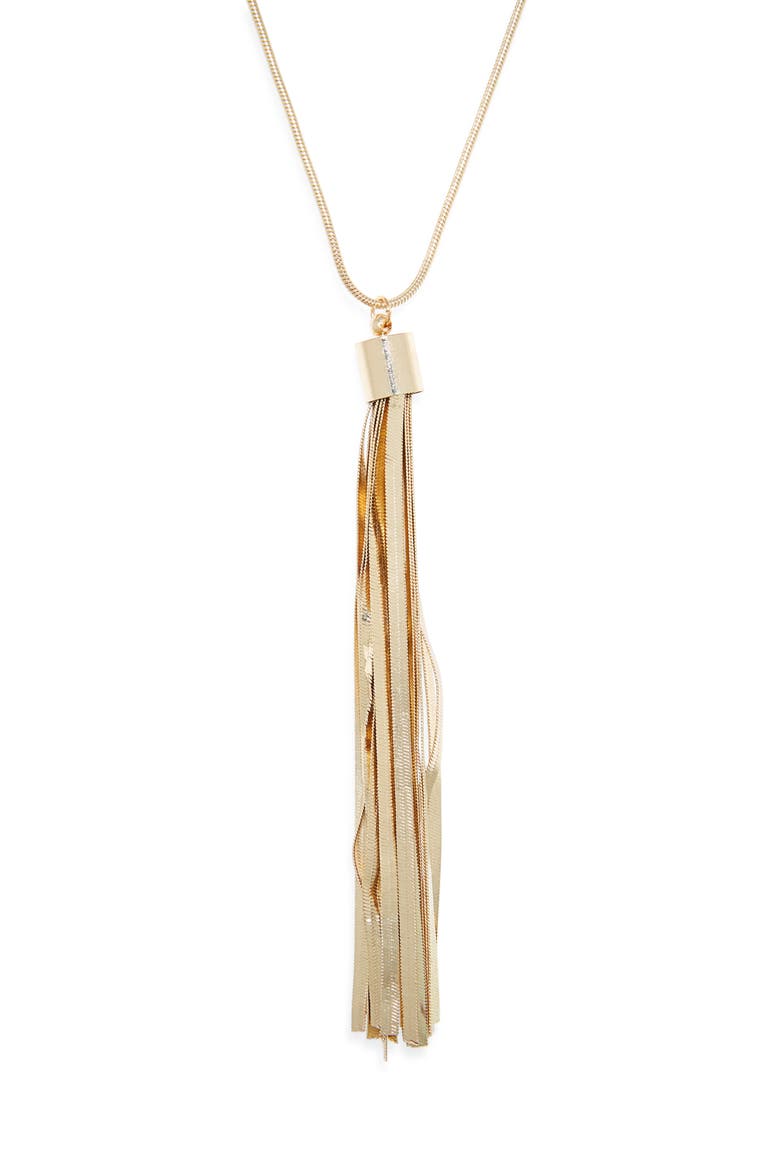 Snake Chain Tassel Pendant Necklace, Main, color, GOLD