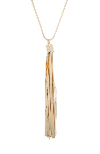 Nordstrom Rack Snake Chain Tassel Pendant Necklace In Gold
