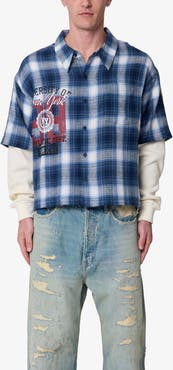 mnml Layered Thermal Button-Up Flannel Shirt
