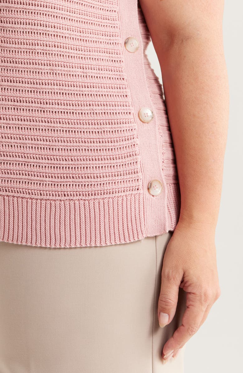 Halogen<sup>®</sup> Open Stitch Side-Button Cotton Sweater Tank, Alternate, color, Bridal Rose