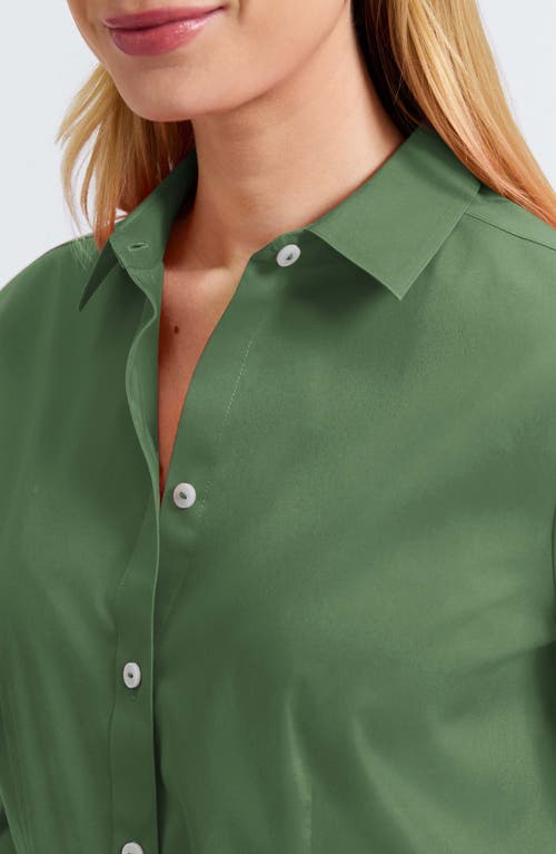 Foxcroft June Stretch Cotton Blend Button-up Shirt In Green