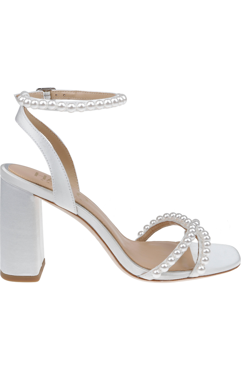 HARLO Evie White Pearl Mid Bridal Block Heel, Main, color, Soft White Satin