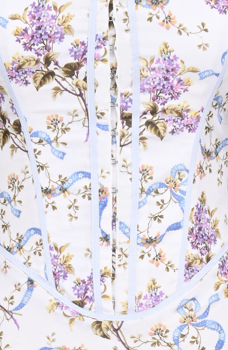 HOUSE OF CB Corset Midi Dress, Alternate, color, Off White Floral Print
