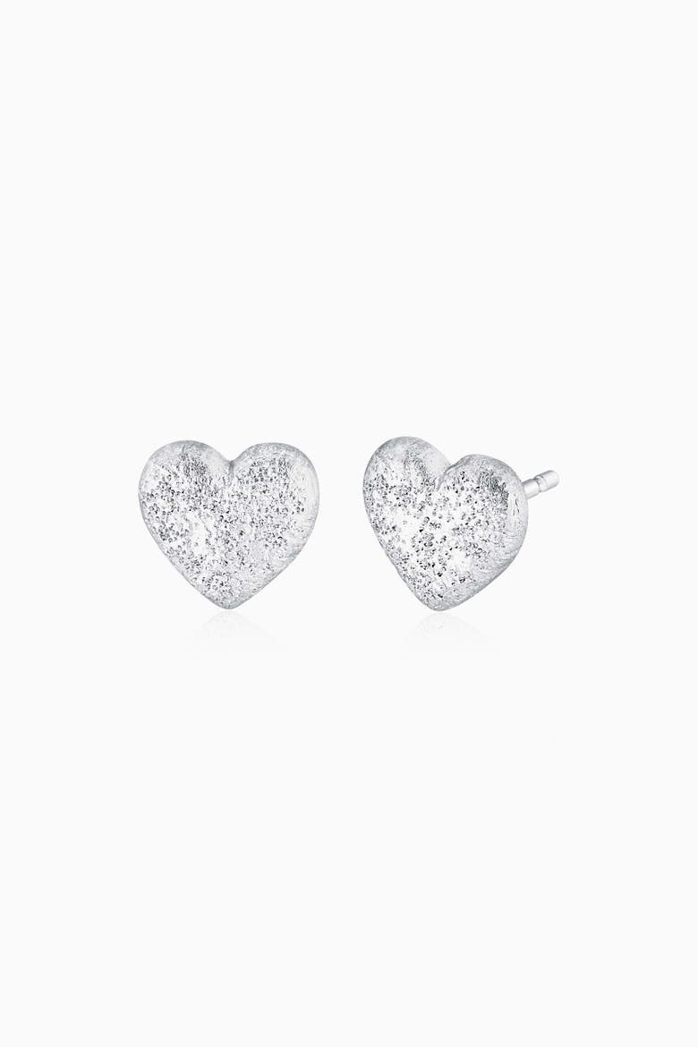 Sterling Silver Shimmering Heart Studs, Main, color, Sterling Silver