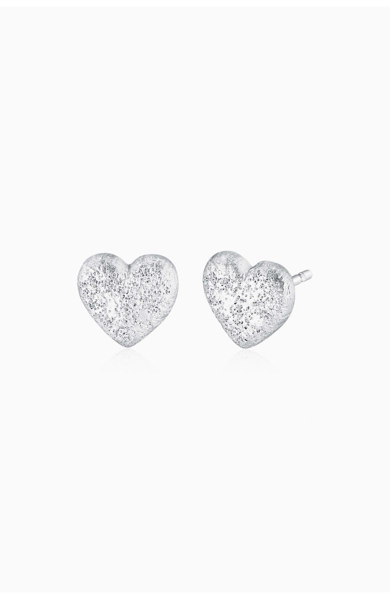 Oradina Sterling Silver Shimmering Heart Studs, Main, color, Sterling Silver