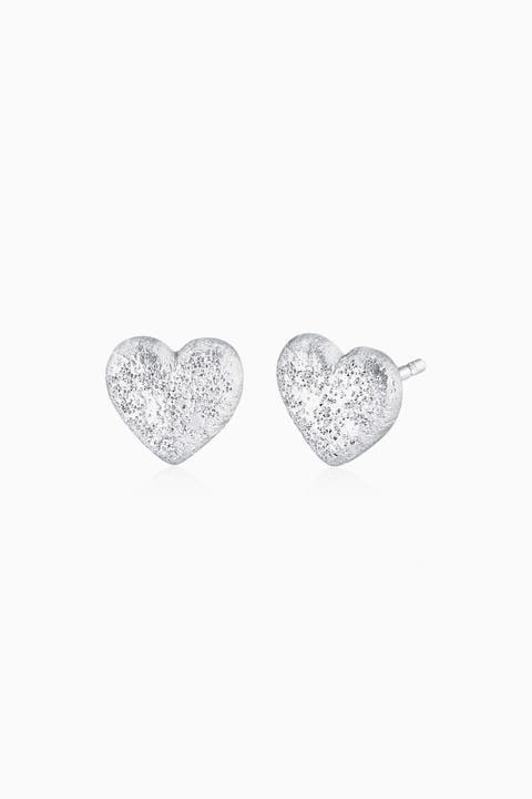 Sterling Silver Shimmering Heart Studs