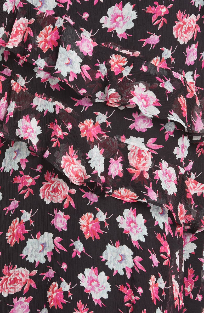 JASON WU Floral Print Asymmetrical Long Sleeve Silk Dress, Alternate, color, 