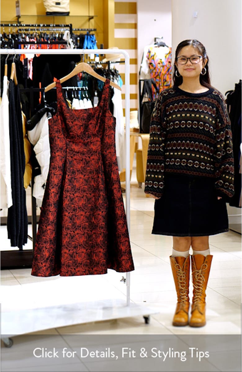 Rose Jacquard Fit & Flare Cocktail Dress, sales video thumbnail