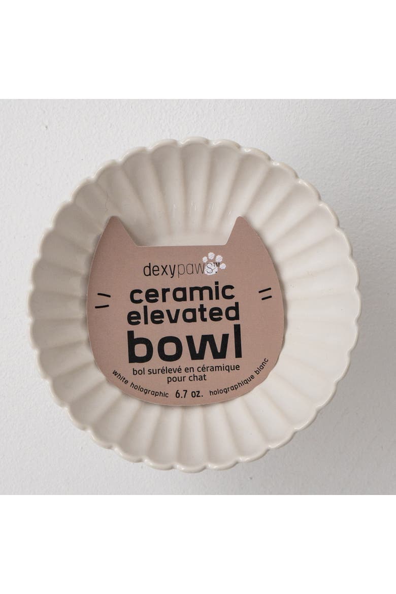 Elevated Ceramic Bowl For Cats 8.45oz Capacity, Alternate, color, White