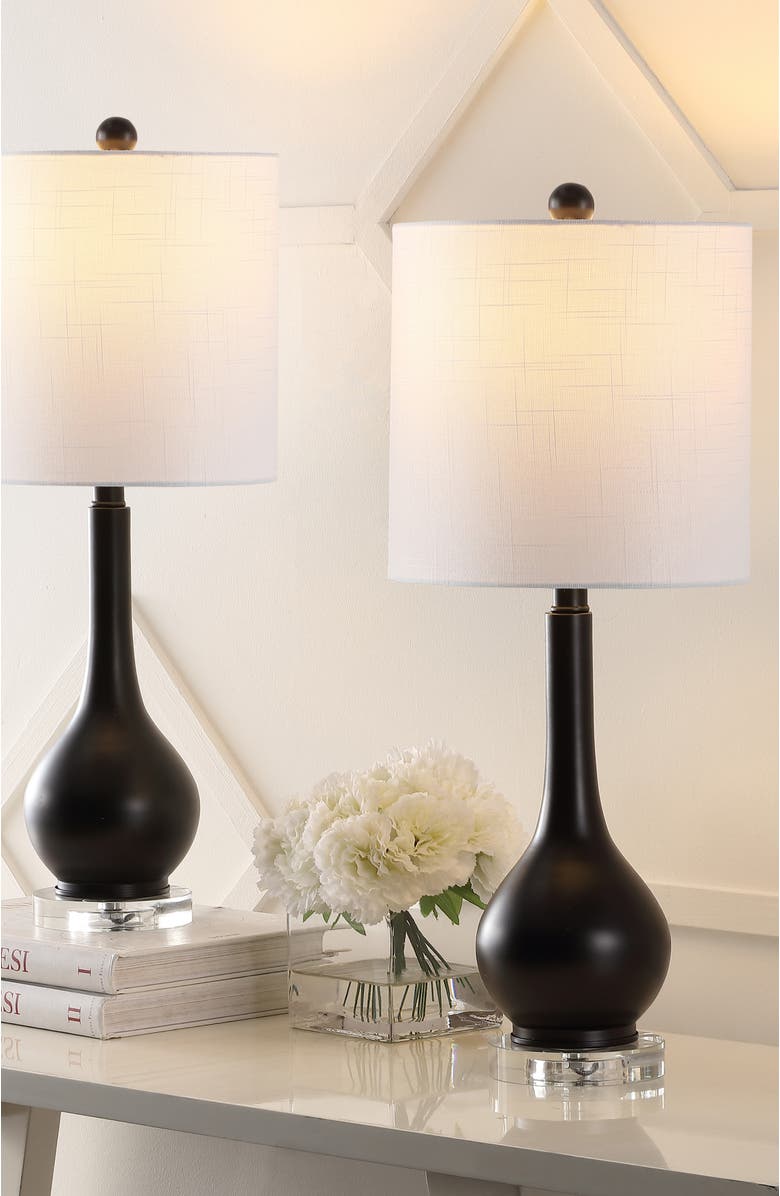 JONATHAN Y Dylan 25" Metal/Crystal Teardrop LED Table Lamp, Alternate, color, Oil Rubbed Bronze
