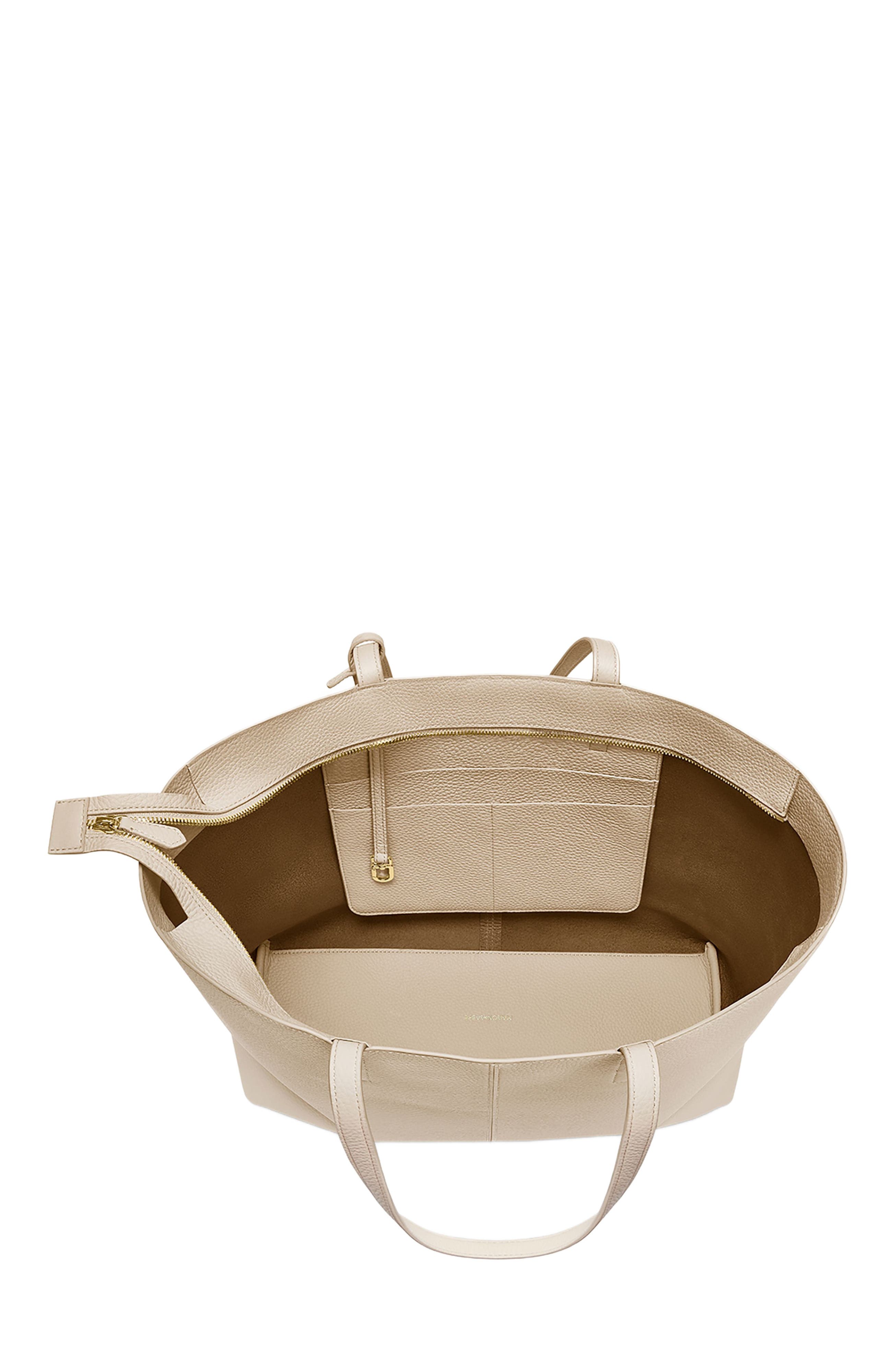 MAISON de SABRÉ Large Leather Zipped Soft Tote, Alternate, color, Saharan Nude