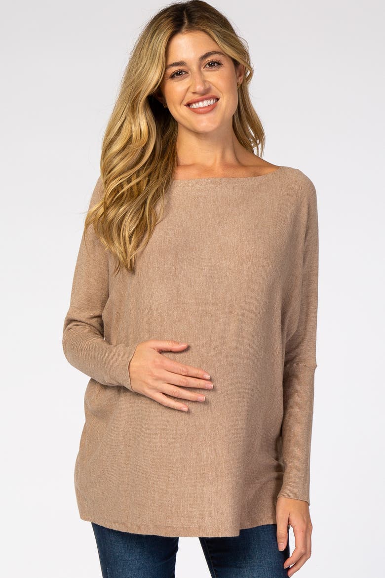 Soft Knit Boatneck Dolman Sleeve Sweater, Main, color, Mocha