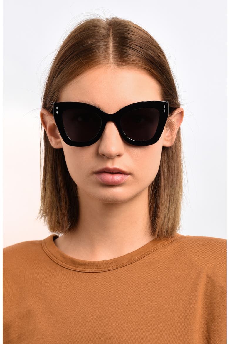 51mm Cat Eye Sunglasses, Alternate, color, BLACK/ DARK GREY SF