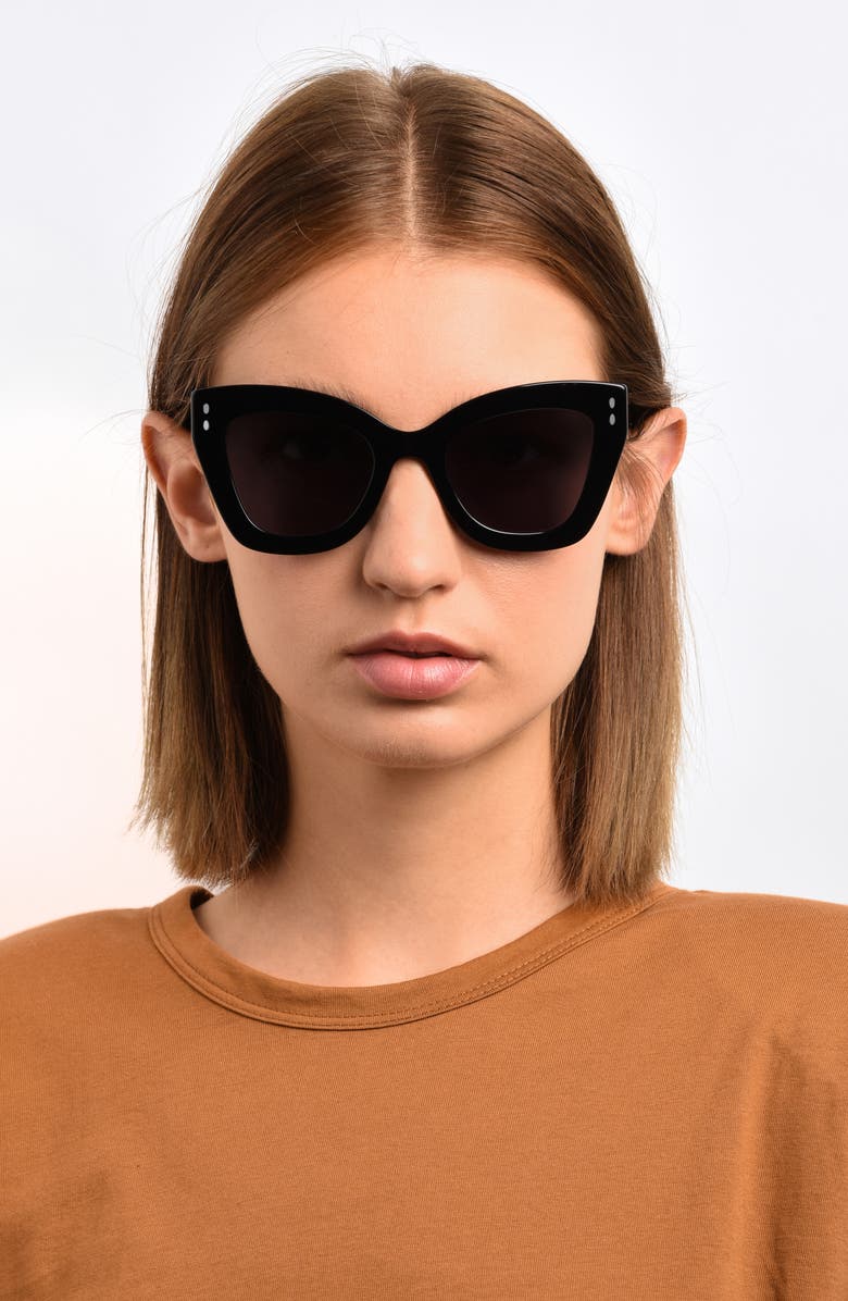 Isabel Marant 51mm Cat Eye Sunglasses, Alternate, color, Black/ Dark Grey Sf