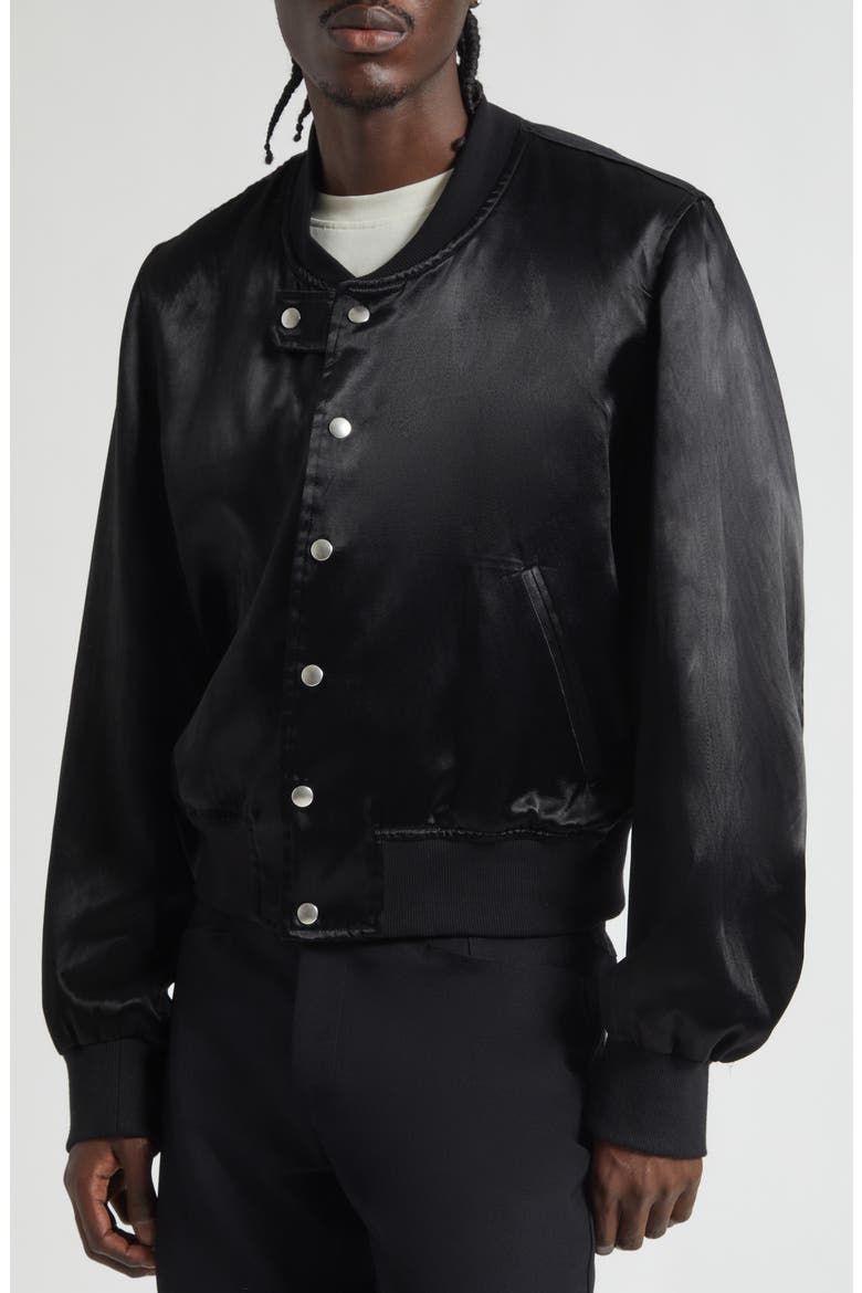 Hampton Satin Varsity Jacket, Alternate, color, BLACK