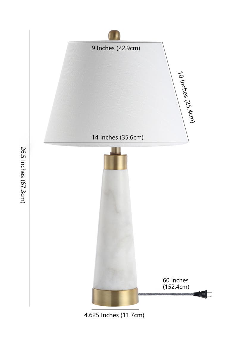 Travis 26.5" Marble/Iron Gold Modern Column LED Table Lamp, White, Alternate, color, White