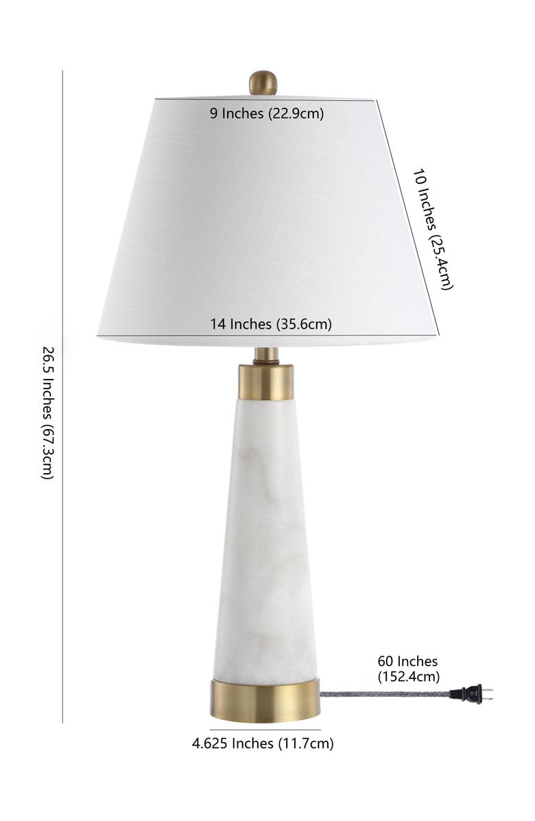 JONATHAN Y Travis 26.5" Marble/Iron Gold Modern Column LED Table Lamp, White, Alternate, color, 