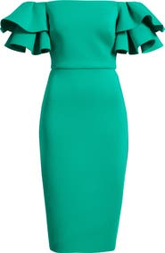 Eliza J Ruffle Sleeve Off the Shoulder Cocktail Dress