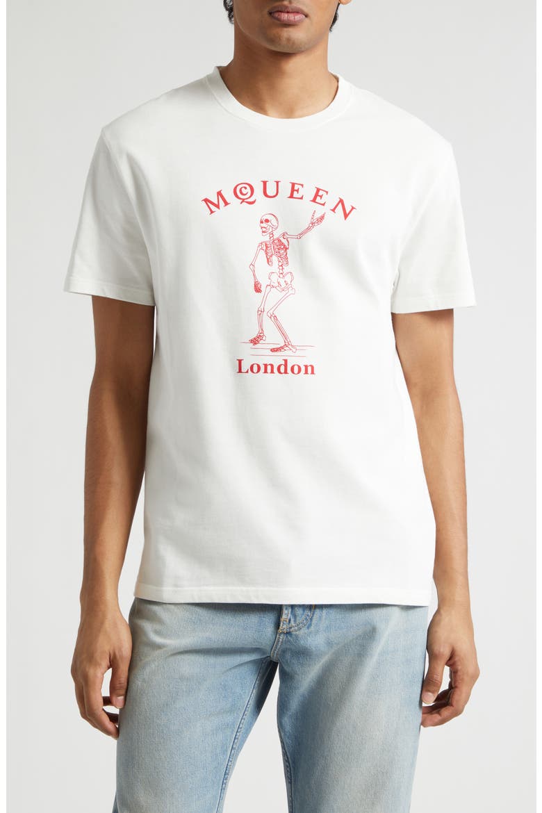 Skeleton Graphic T-Shirt, Main, color, WHITE / RED
